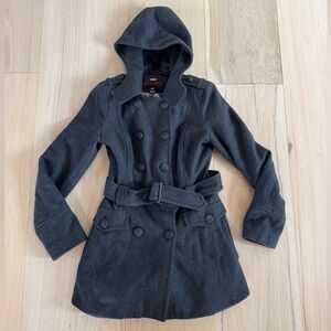 Miss Sixty M60 Gray Wool Pea Coat With Belt Size Small